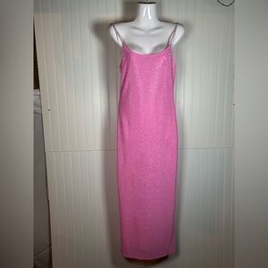 IRIS prom maxi studded shimmery swifty pink Barbie dress spaghetti strap size S